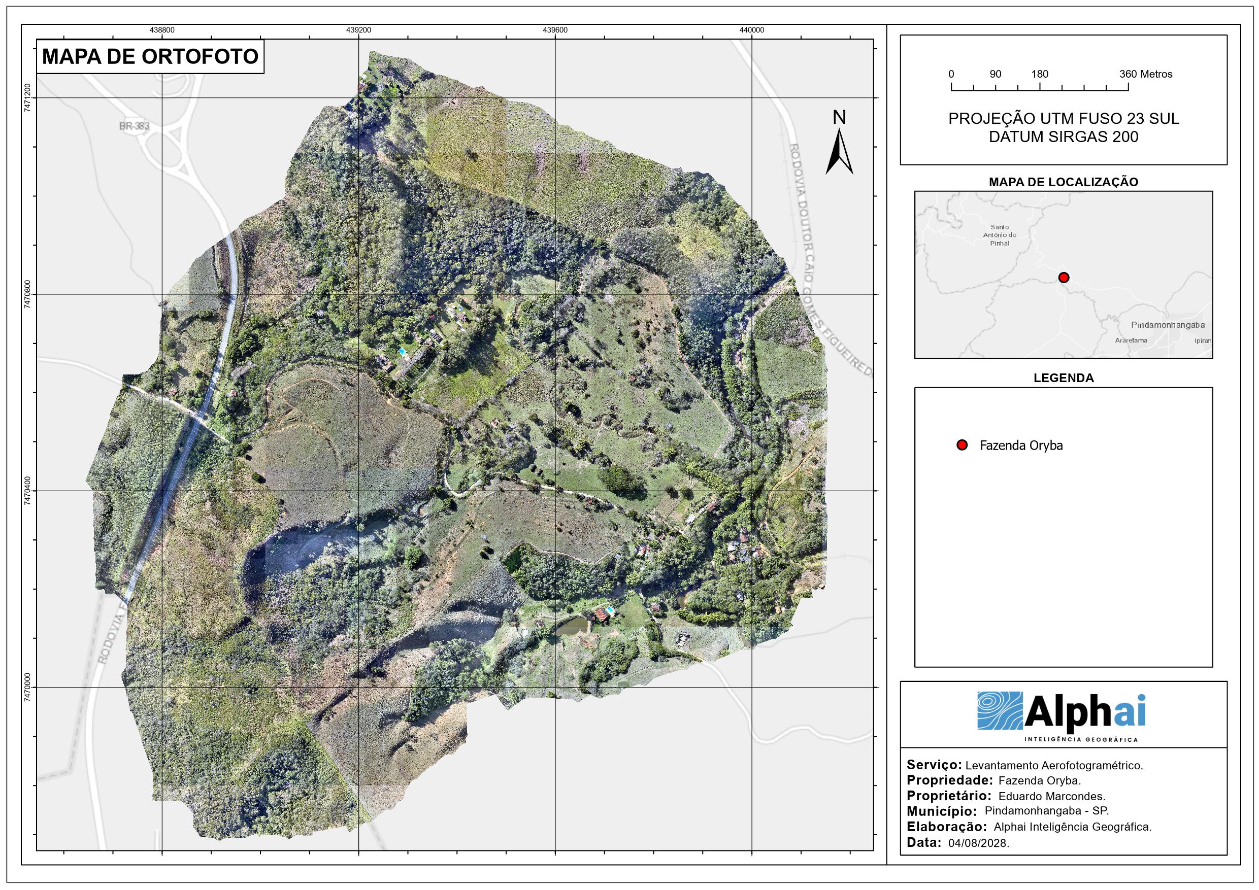 Mapa gerado por aerofotogrametria